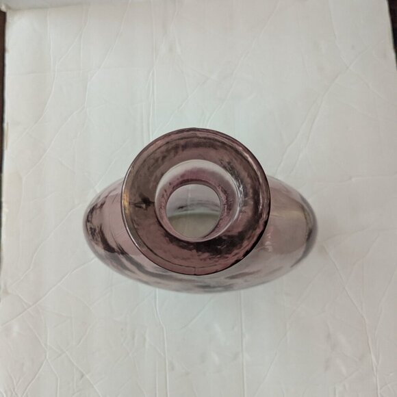 Vintage Hand Blown Glass Bottle Vase Purple Rose Gold Pink Spanish Bottle Boho - Picture 2 of 11